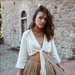 NWT Spell & The Gypsy Cream Campfire Lounge Top
